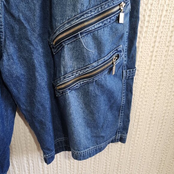 Vintage FOX Y2K Baggy Hip Hop Zipper Denim Men's Jean Shorts Size 3X - Picture 5 of 15